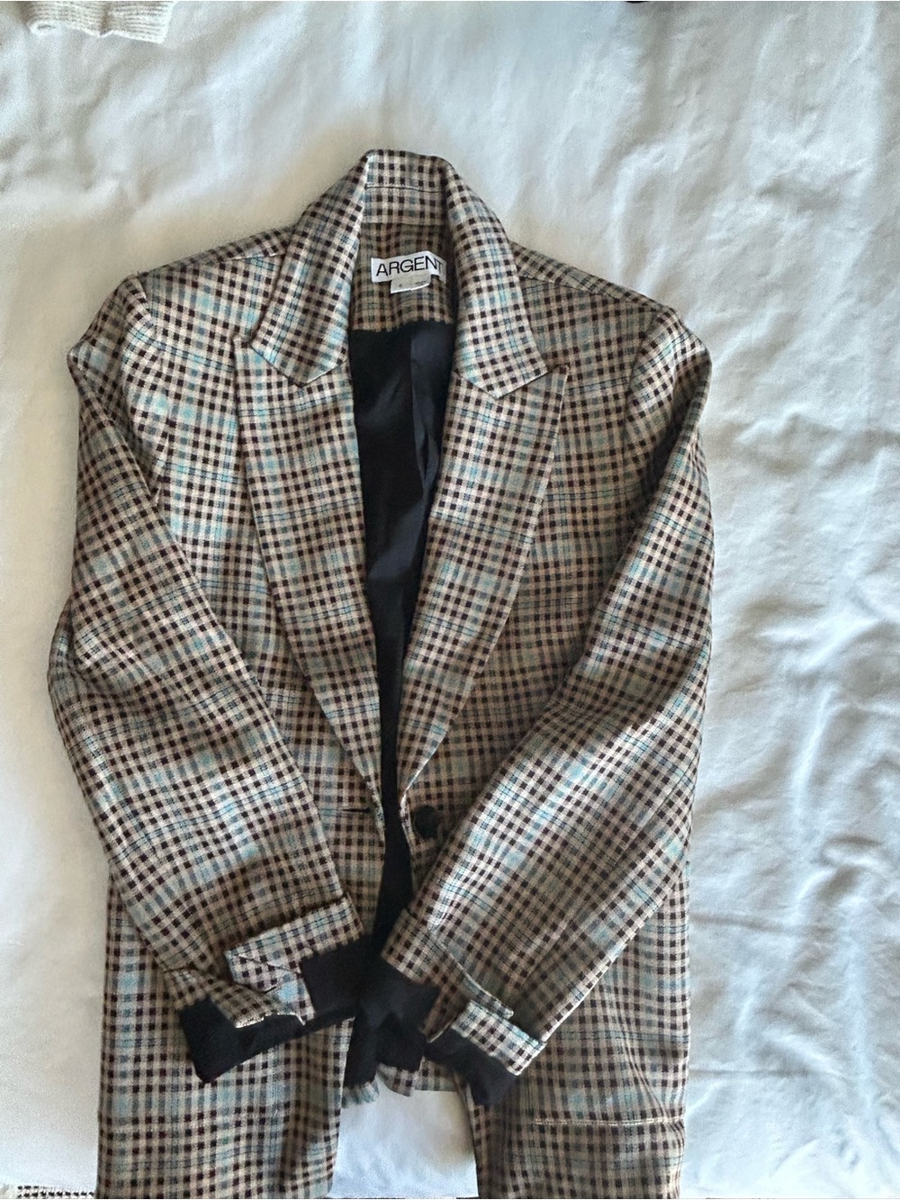 ARGEN Women’s Brown Plaid Blazer - Tailored Checked Jacket